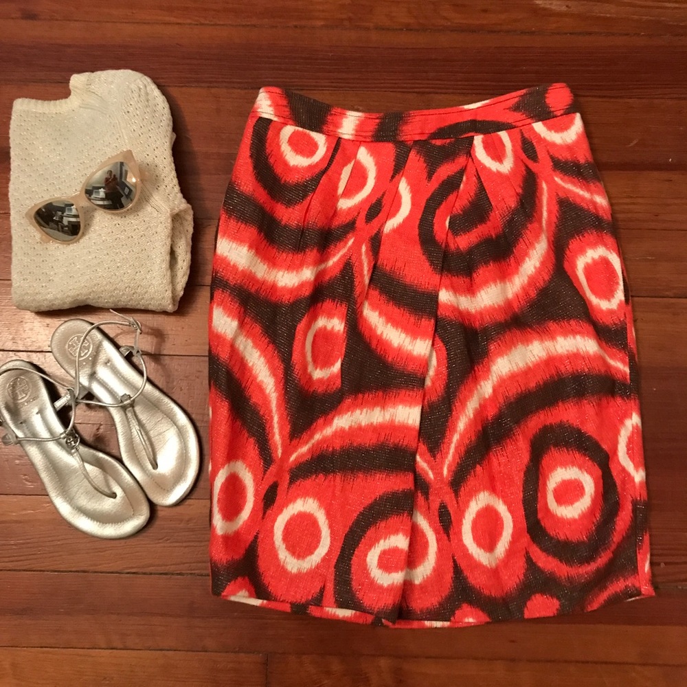 Tory Burch Metallic Thread Linen Skirt NEW